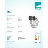 EGLO 97226 | Canove Eglo zidna svjetiljka 1x E27 IP44 crno, prozirna, saten