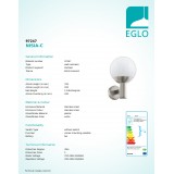 EGLO 97247 | EGLO-Connect-Nisia Eglo zidna smart rasvjeta jačina svjetlosti se može podešavati 1x E27 806lm 3000K IP44 krom, bijelo