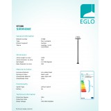 EGLO 97288 | Sirmione Eglo podna svjetiljka 220cm 3x E27 IP44 crno, zlatno, bijelo