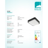 EGLO 97295 | EGLO-Connect-Piove Eglo zidna, stropne svjetiljke smart rasvjeta četvrtast jačina svjetlosti se može podešavati 1x LED 1400lm 3000K IP44 crno, bijelo