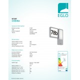 EGLO 97297 | Cheira Eglo zidna svjetiljka sa senzorom, svjetlosni senzor - sumračni prekidač 2x LED 600lm + 1x LED 430lm 3000K IP44 srebrno, bijelo