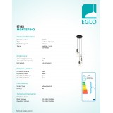 EGLO 97368 | Montefino Eglo visilice svjetiljka 5x E27 crno, prozirna