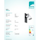 EGLO 97371 | Trillo Eglo spot svjetiljka elementi koji se mogu okretati 1x GU10 400lm 3000K bijelo, crno