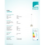 EGLO 97392 | Laurina Eglo visilice svjetiljka 1x E27 bijelo, narančasto