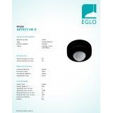 EGLO 97422 | Eglo sa senzorom PIR 360° okrugli IP44 crno, bijelo