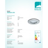 EGLO 97427 | Margo-LED Eglo ugradbena svjetiljka Ø82mm 1x LED 400lm 3000K IP65 krom, saten