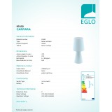 EGLO 97432 | Carpara Eglo stolna svjetiljka 47cm sa prekidačem na kablu 2x E27 pastel svijetlo plava