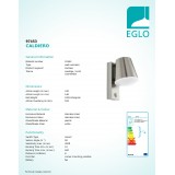 EGLO 97453 | Caldiero Eglo zidna svjetiljka sa senzorom 1x E27 IP44 plemeniti čelik, čelik sivo, bijelo