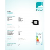 EGLO 97455 | Faedo Eglo reflektor svjetiljka četvrtast elementi koji se mogu okretati 1x LED 900lm 4000K IP65 crno, prozirna