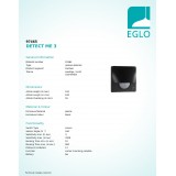 EGLO 97465 | Eglo sa senzorom PIR 180° četvrtast elementi koji se mogu okretati IP44 crno
