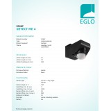 EGLO 97467 | Eglo sa senzorom PIR 360° svjetlosni senzor - sumračni prekidač IP44 crno