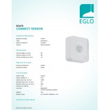 EGLO 97475 | Eglo sa senzorom PIR 120° smart rasvjeta četvrtast baterijska/akumulatorska IP44 bijelo