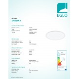 EGLO 97502 | Sarsina Eglo stropne svjetiljke LED panel okrugli jačina svjetlosti se može podešavati 1x LED 4200lm 4000K bijelo