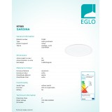EGLO 97503 | Sarsina Eglo stropne svjetiljke LED panel okrugli jačina svjetlosti se može podešavati 1x LED 5500lm 4000K bijelo