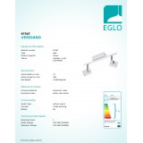 EGLO 97507 | Vergiano Eglo spot svjetiljka - Step Dim. s impulsnim prekidačem jačina svjetlosti se može podešavati, elementi koji se mogu okretati 2x GU10 800lm 3000K bijelo, poniklano mat