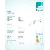 EGLO 97508 | Vergiano Eglo spot svjetiljka - Step Dim. s impulsnim prekidačem jačina svjetlosti se može podešavati, elementi koji se mogu okretati 3x GU10 1200lm 3000K poniklano mat, bijelo