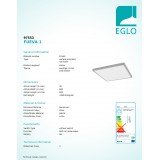 EGLO 97553 | Fueva-1 Eglo zidna, stropne svjetiljke LED panel četvrtast jačina svjetlosti se može podešavati 1x LED 3200lm 3000K srebrno, bijelo