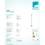 EGLO 97655 | Pinto-Gold Eglo podna svjetiljka 147cm sa nožnim prekidačem 1x E27 crno, prozirna, zlatno