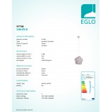 EGLO 97706 | Lalelu Eglo visilice svjetiljka 1x E27 bijelo, u bojama