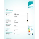 EGLO 97733 | Montebaldo Eglo visilice svjetiljka 1x GU10 345lm 3000K crno, zlatno