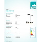 EGLO 97734 | Montebaldo Eglo visilice svjetiljka 4x GU10 1380lm 3000K crno, zlatno