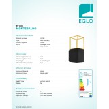 EGLO 97735 | Montebaldo Eglo zidna svjetiljka 1x GU10 400lm 3000K crno, zlatno