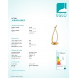EGLO 97746 | Miraflores Eglo stolna svjetiljka 38cm sa prekidačem na kablu 1x LED 1600lm 3000K zlatno, bijelo