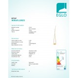 EGLO 97747 | Miraflores Eglo podna svjetiljka 141cm sa nožnim prekidačem 1x LED 3200lm 3000K zlatno, bijelo