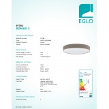 EGLO 97783 | Romao Eglo stropne svjetiljke svjetiljka okrugli daljinski upravljač jačina svjetlosti se može podešavati, sa podešavanjem temperature boje, timer, noćno svjetlo 1x LED 5800lm 3000 <-> 5000K bijelo, taupe
