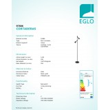 EGLO 97806 | Cortaderas Eglo podna svjetiljka 144,5cm sa nožnim prekidačem elementi koji se mogu okretati 2x GU10 800lm 3000K crno, zlatno