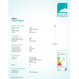 EGLO 97812 | EGLO-Connect-Frattina Eglo visilice smart rasvjeta jačina svjetlosti se može podešavati, sa podešavanjem temperature boje, promjenjive boje, može se upravljati daljinskim upravljačem 1x LED 3400lm 2700 <-> 6500K poniklano mat, bijelo