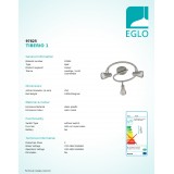 EGLO 97825 | Tiberio Eglo spot svjetiljka elementi koji se mogu okretati 3x LED 1200lm 3000K poniklano mat
