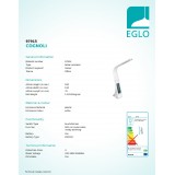 EGLO 97915 | Cognoli Eglo stolna svjetiljka 51cm sa tiristorski dodirnim prekidačem jačina svjetlosti se može podešavati 1x LED 300lm 4000K bijelo, krom