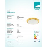 EGLO 98023 | Montenovo Eglo zidna, stropne svjetiljke svjetiljka okrugli 1x LED 1500lm 3000K bijelo, zlatno