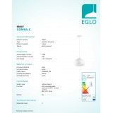 EGLO 98047 | EGLO-Connect-Comba Eglo visilice smart rasvjeta jačina svjetlosti se može podešavati, sa podešavanjem temperature boje, promjenjive boje, može se upravljati daljinskim upravljačem 1x LED 2300lm 2700 <-> 6500K bijelo