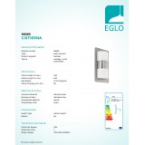 EGLO 98085 | Cistierna Eglo zidna svjetiljka 2x E27 IP44 plemeniti čelik, čelik sivo, bijelo