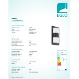 EGLO 98086 | Cistierna Eglo zidna svjetiljka 2x E27 IP44 antracit, bijelo