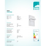 EGLO 98087 | Culpina Eglo zidna svjetiljka 1x LED 830lm 3000K IP44 bijelo