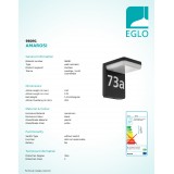 EGLO 98091 | Amarosi Eglo zidna svjetiljka 1x LED 830lm 3000K IP44 crno, bijelo
