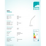 EGLO 98093 | Trunca Eglo stolna svjetiljka 48,5cm sa tiristorski dodirnim prekidačem jačina svjetlosti se može podešavati, sa podešavanjem temperature boje, Qi punjač telefona, punjač mobilnog telefona (bežični) 1x LED 450lm 3000 <-> 5000K bijelo