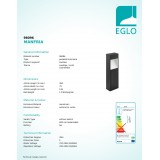 EGLO 98096 | Manfria Eglo podna svjetiljka oblik cigle 38cm 1x LED 830lm 3000K IP44 antracit, bijelo
