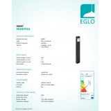 EGLO 98097 | Manfria Eglo podna svjetiljka oblik cigle 87cm 1x LED 830lm 3000K IP44 antracit, bijelo