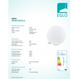 EGLO 98101 | Monterolo Eglo dekoracija svjetiljka kuglasta sa kablom i vilastim utikačem 1x E27 IP65 bijelo