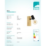 EGLO 98111 | Townshend-3 Eglo spot svjetiljka elementi koji se mogu okretati 1x E27 bezbojno, smeđe, crno