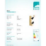 EGLO 98112 | Townshend-3 Eglo spot svjetiljka elementi koji se mogu okretati 2x E27 bezbojno, smeđe, crno