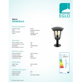 EGLO 98122 | Monreale Eglo podna svjetiljka 33,5cm 1x E27 IP44 crno, prozirno