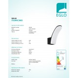 EGLO 98148 | Fiumicino-EG Eglo zidna svjetiljka 1x LED 1300lm 3000K IP44 crno, bijelo