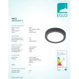 EGLO 98173 | EGLO-Connect-Argolis Eglo zidna, stropne svjetiljke smart rasvjeta okrugli jačina svjetlosti se može podešavati, sa podešavanjem temperature boje 1x LED 1600lm 2700 <-> 6500K IP44 antracit, bijelo