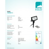 EGLO 98185 | Faedo-RGB Eglo reflektor RGB-WW ubodne svjetiljke svjetiljka daljinski upravljač promjenjive boje, elementi koji se mogu okretati, sa kablom i vilastim utikačem 1x LED 900lm 3000K IP44 crno, bijelo