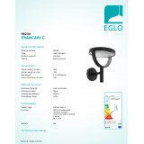 EGLO 98234 | EGLO-Connect-Francari Eglo zidna smart rasvjeta jačina svjetlosti se može podešavati, sa podešavanjem temperature boje 1x LED 1950lm 2700 <-> 6500K IP44 crno, bijelo